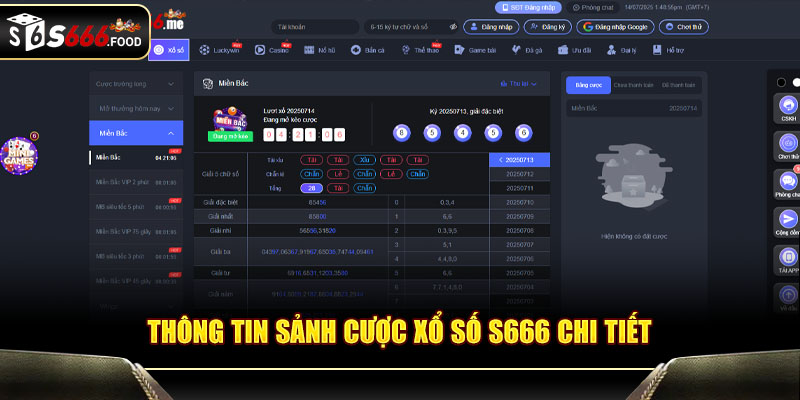 Thông tin sảnh cược xổ số S666 chi tiết